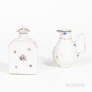 Export Covered Tea Caddy and Armorial Creamer