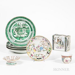 Eight Enameled Porcelain Items