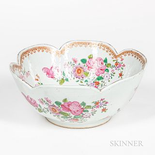 Export Famille Rose Scalloped Punch Bowl