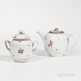 Export Famille Rose Teapot and Covered Sugar Bowl