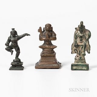 Three Miniature Bronze Figures of Deities