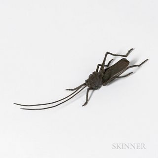 Articulated Bronze Okimono of a Cricket