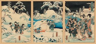 Utagawa Kunisada (Toyokuni III, ) Triptych Woodblock Print