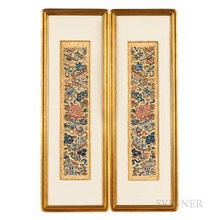 Pair of Embroidered Silk Panels