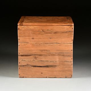A SOUTH AFRICAN RECLAIMED BUBINGA/TEAK WOOD STORAGE CHEST, LATE 20TH CENTURY, 