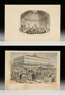 A GROUP OF THREE ANTEBELLUM AND RECONSTRUCTION ERA PRINTS, LOUISIANA SLAVE MARKET AND ILLUSTRATED IMAGERY, 1842-1880,