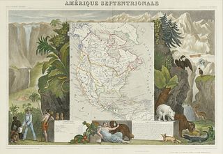 AN ANTIQUE MAP OF NORTH AMERICA, "Amérique Septentrionale," PARIS, 1840-1849, 