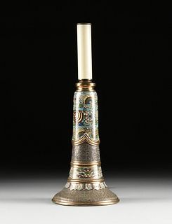 A JAPANESE CLOISONNÉ ENAMELED BRONZE CANDLESTICK LAMP, 19TH CENTURY,