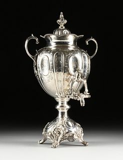 A ROCOCO REVIVAL "FOSTER FAMILY" SILVER PLATED SAMOVAR, POSSIBLY AMERICAN, CIRCA 1880,