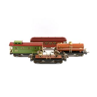A GROUP OF FOUR VINTAGE LIONEL TRAIN CARS, 430, 515, 517, 520, 1920s-1930s,