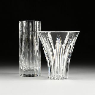 A GROUP OF TWO BACCARAT CUT CRYSTAL VASES, SIGNED, LATE 20TH CENTURY, 