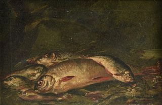 attributed to ALESSANDRO CASTELLI (Italian 1809-1902) A PAINTING, "Nature Morte of Fish," 