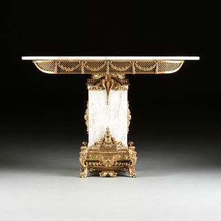 A FRENCH BAROQUE REVIVAL GILT BRONZE MOUNTED MARBLE CONSOLE TABLE, SECOND-HALF 19TH CENTURY,