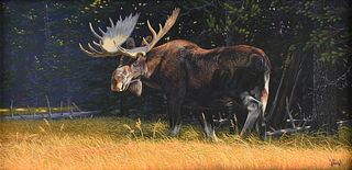 AL AGNEW (American b. 1952) A PAINTING, "Moose in Sunlight,"