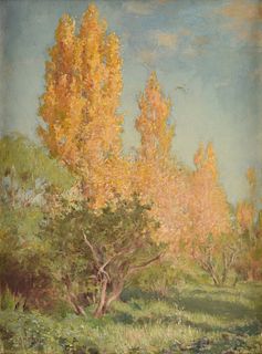 ALICE MARIAN ELLEN BALE (Australia 1875-1955) A PAINTING, "Yellow Trees in Landscape," KEW,