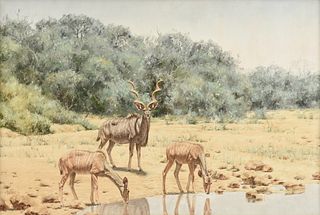 PAUL ROSE (South African 1931-2018) A PAINTING, "The Family: Great Kudu of Northern Transvaal," 1972,