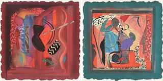 LAMAR BRIGGS (American 1935-2015) A PAIR OF MIXED MEDIA COLLAGES, 1993,