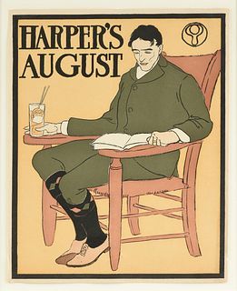 EDWARD PENFIELD (American 1866-1925) A PRINT, "Harper's: August," 1898,