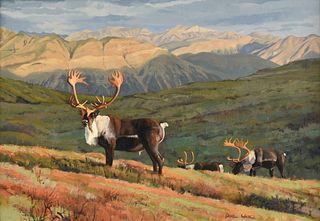 DAVE WADE (American 1952-2019) A PAINTING, "Caribou," 