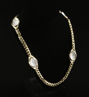 AN 18K YELLOW GOLD, DIAMOND CHAIN NECKLACE,