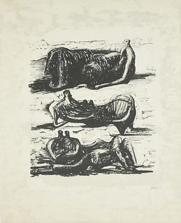 after HENRY SPENCER MOORE (English 1898-1986) A PRINT, "Les Poetes," PHILADELPHIA, JANUARY 21, 1976,