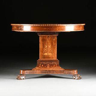 A RUSSIAN EMPIRE/BALTIC BIRCH INLAID ROSEWOOD CENTER TABLE, CIRCA 1820s,