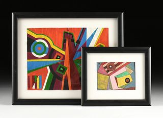 ROLPH SCARLETT (Canadian/American 1889-1984) A GROUP OF TWO PAINTINGS, "Cityscape Abstraction," AND "Geometric Space,"