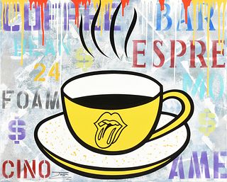 JOZZA POP ART (Brazilian/American b. 1958) A PAINTING, "Espresso," 