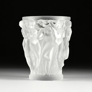A LALIQUE FROSTED CRYSTAL "BACCHANTES" VASE, SIGNED, LATE 20TH CENTURY,
