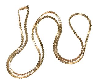 14 Karat Gold Necklace, length 30 inches, 22 grams.