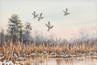 HERB BOOTH (American 1942-2014) A PAINTING, "Thawing Slough,"