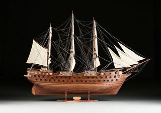 "LE NAPOLÉON" AN EXOTIC WOODS MODEL OF THE FRENCH NAVY'S FIRST PURPOSE-BUILT NINETY GUN SCREW STEAM BATTLESHIP, MODERN,