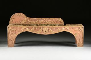 AN ANTIQUE CIRCUS "SNAKE CHARMER" PAINTED WOOD CHAISE LONGUE PROP, EARLY 20TH CENTURY,