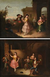 BERNARDO FRANCINO (Spanish 18th/19th Century) TWO PAINTINGS, "The Dancers,"