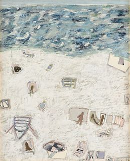 style of IDA KOHLMEYER (American/Louisiana 1912-1997) A PAINTING, "Busy Beach," 