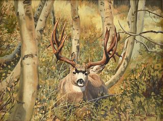 DAVE WADE (American 1952-2019) A PAINTING, "18 Point Stag," 