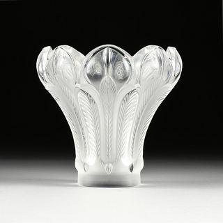 A LALIQUE FROSTED CRYSTAL "ENSA" VASE, SIGNED, LATE 20TH CENTURY,