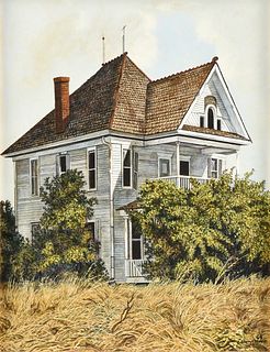 ANTHONY MARTIN (American/Texas b. 1941) A PAINTING, "Two Story Farmhouse," 1968,