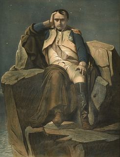 after PAUL DELAROCHE (French 1797-1856) AN ANTIQUE PRINT, "Napoleon at St. Helena," PARIS, CIRCA 1859,