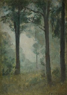 CHRISTINA ASQUITH BAKER (Australian 1868-1960) A PAINTING, "Trees in Landscape,"
