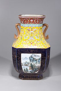 Elaborate Chinese Enameled Porcelain Vase