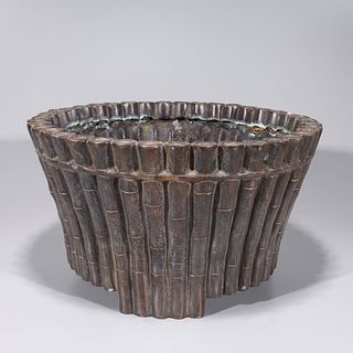 Chinese Bronze Bamboo Form Planter