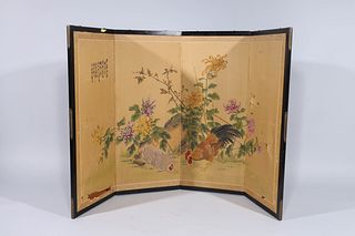 Chinese Painted Four Panel Screen