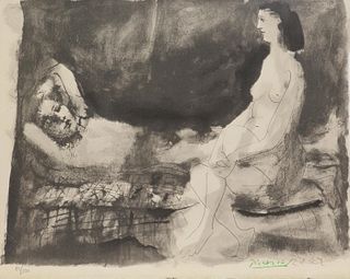 Pablo Picasso (After) - Homme Couche et Femme Assise