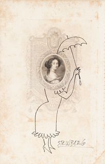 SAÜL STEINBERG (Romania, 1913 - USA, 1999).
"Woman with an Umbrella".
Ink on paper.
Signed in the lower right corner.