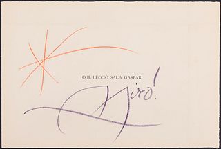JOAN MIRÓ I FERRÀ (Barcelona, 1893 - Palma de Mallorca, 1983).
"Barcelona series", 1972.
Coloured pencils on card.
Signed in the lower part.