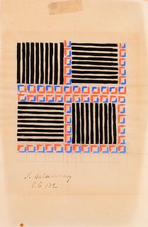 SONIA DELAUNAY (Ukraine, 1885 - France, 1979).
"Composition," 1932.
Gouache and graphite on tracing paper.
Attached catalog on the back of the exhibit