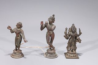 Three Small Indian Bronze Statues