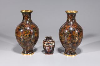 Group of Three Cloisonne Vases