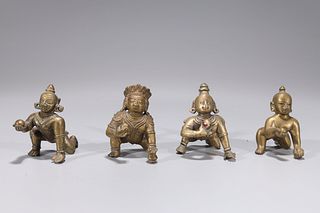 Group of Four Antique Indian Crawling Shiva Figures